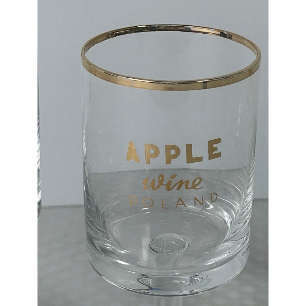 Vintage Apple Wine Poland Stemmed Glasses Set 3 Gold Rim Barware Retro - Picture 3 of 10